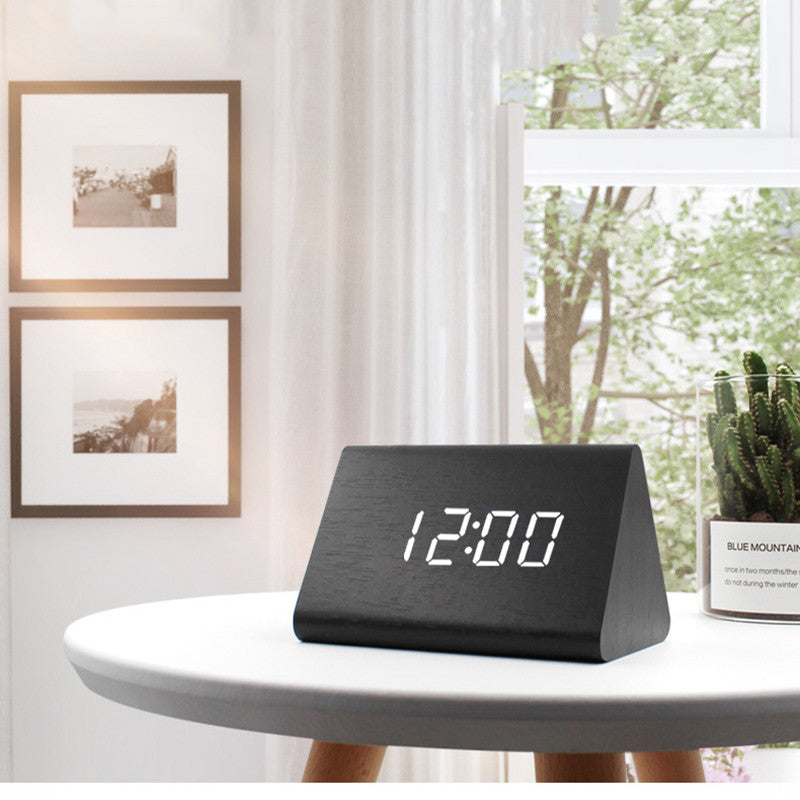 Alarm Clock Digital Wooden Bedroom Display | Modern