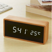 Alarm Clock Digital Wooden Bedroom Temperature Display | Modern