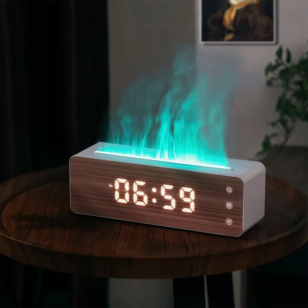 Alarm Clock Flame Humidifier Bedroom | Aromatherapy