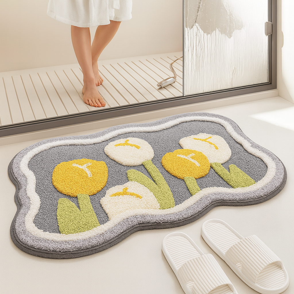 Bathroom Rug Flower Pattern | Decorative