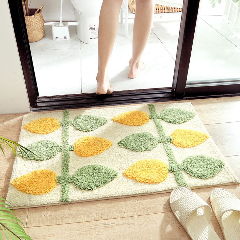 Bathroom Rug Leaf Pattern | Washable