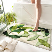 Bathroom Rug Leaf Pattern | Washable