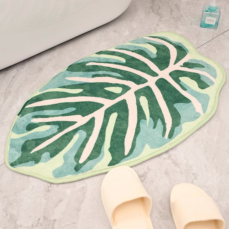 Bathroom Rug Leaf Shape | Washable