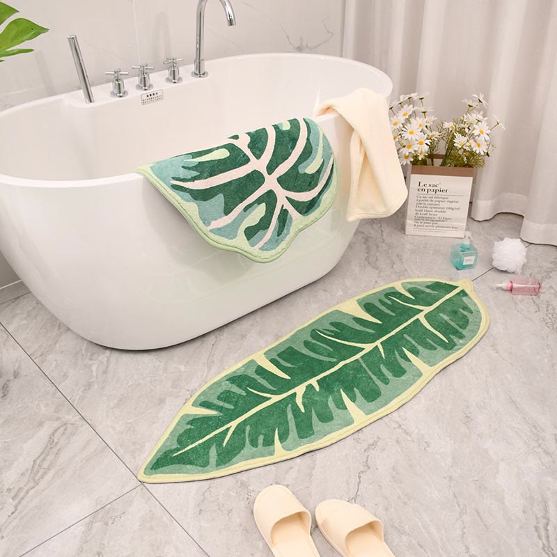 Bathroom Rug Leaf Shape | Washable