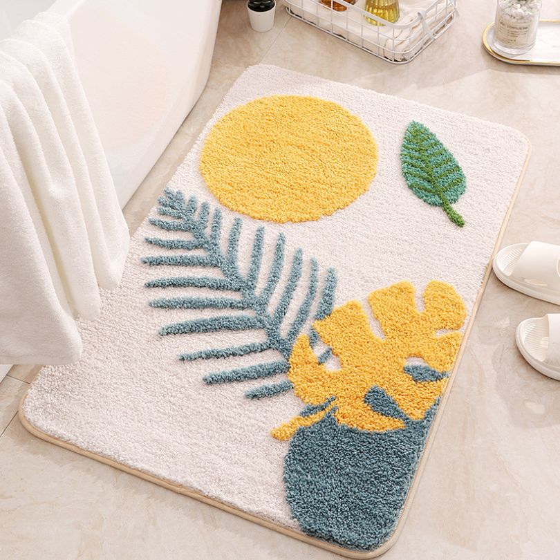 Bathroom Rugs Abstract Botanical Design | Washable