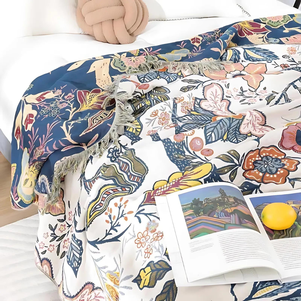 Bedroom Blanket Floral Bed Throw | Large
