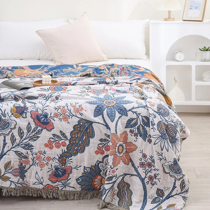 Bedroom Blanket Floral Bed Throw | Large