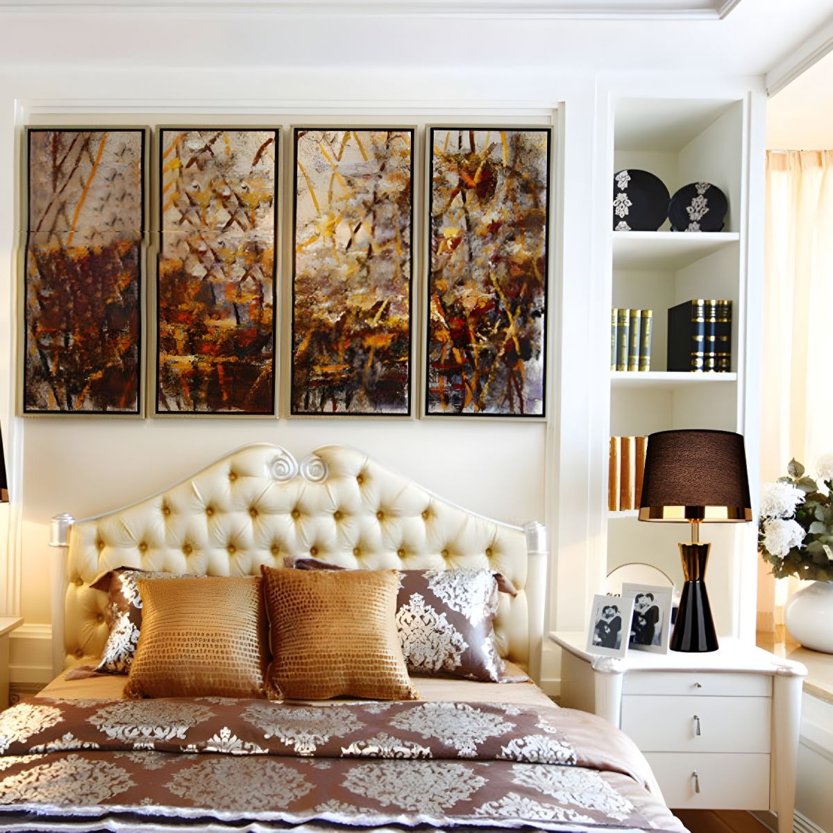 Bedside Lamp Modern Bedroom | Fabric Shade