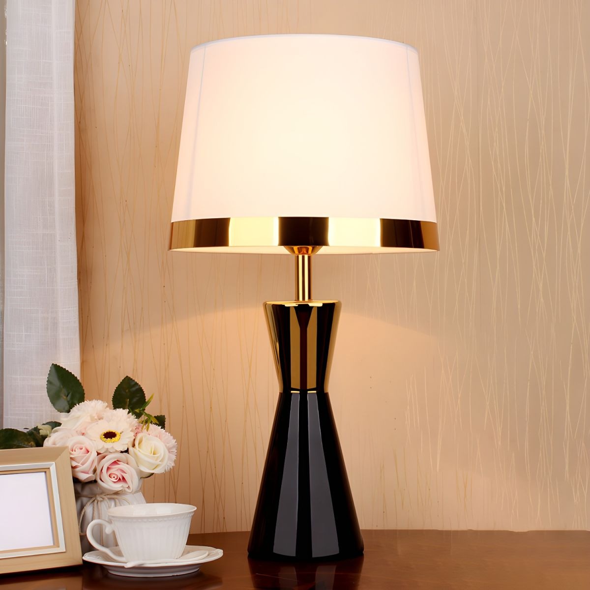 Bedside Lamp Modern Bedroom | Fabric Shade