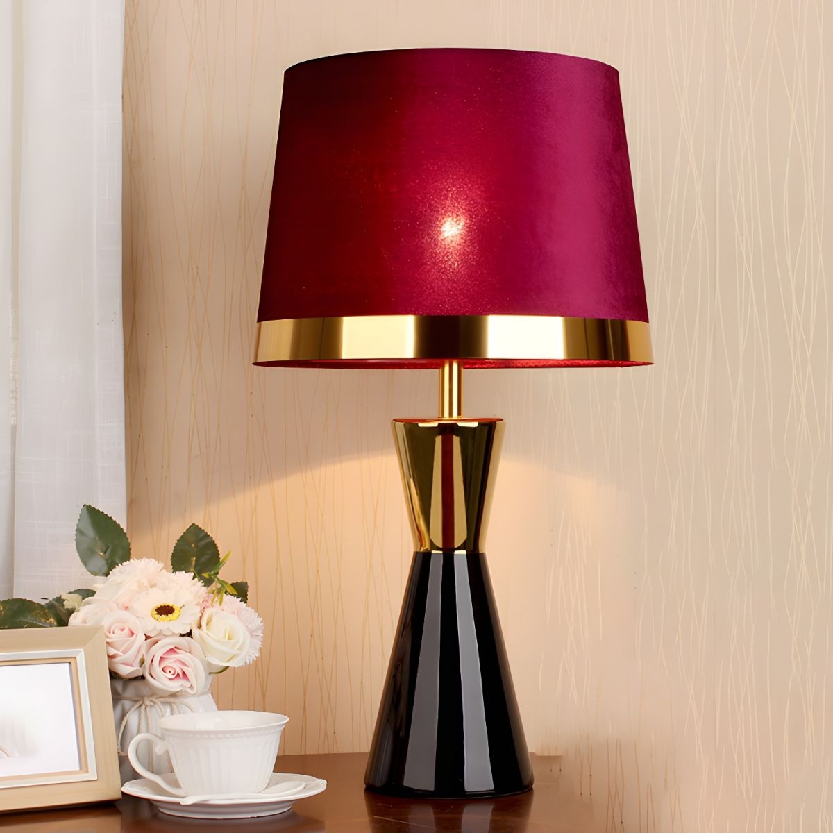 Bedside Lamp Modern Bedroom | Fabric Shade