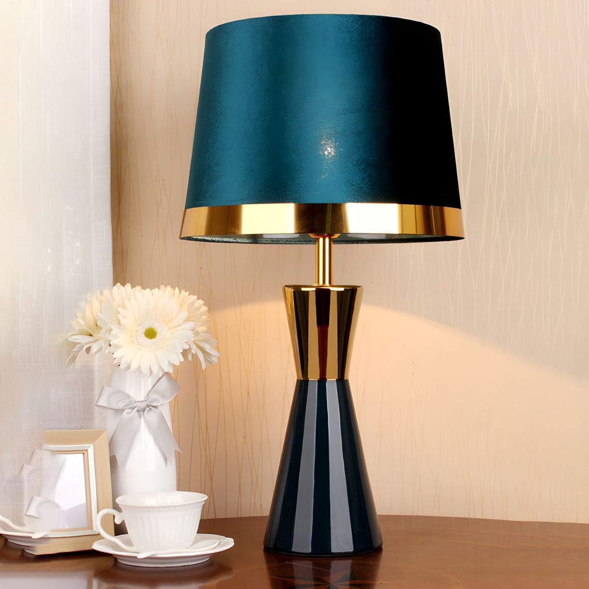 Bedside Lamp Modern Bedroom | Fabric Shade