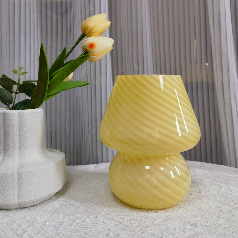 Bedside Lamp Swirl Glass Bedroom | Mushroom Shape