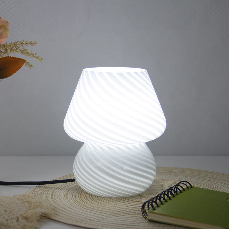 Bedside Lamp Swirl Glass Bedroom | Mushroom Shape
