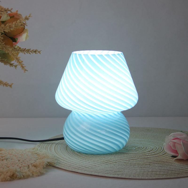 Bedside Lamp Swirl Glass Bedroom | Mushroom Shape