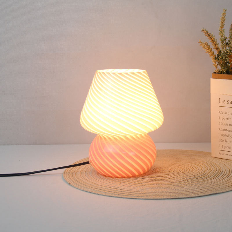 Bedside Lamp Swirl Glass Bedroom | Mushroom Shape