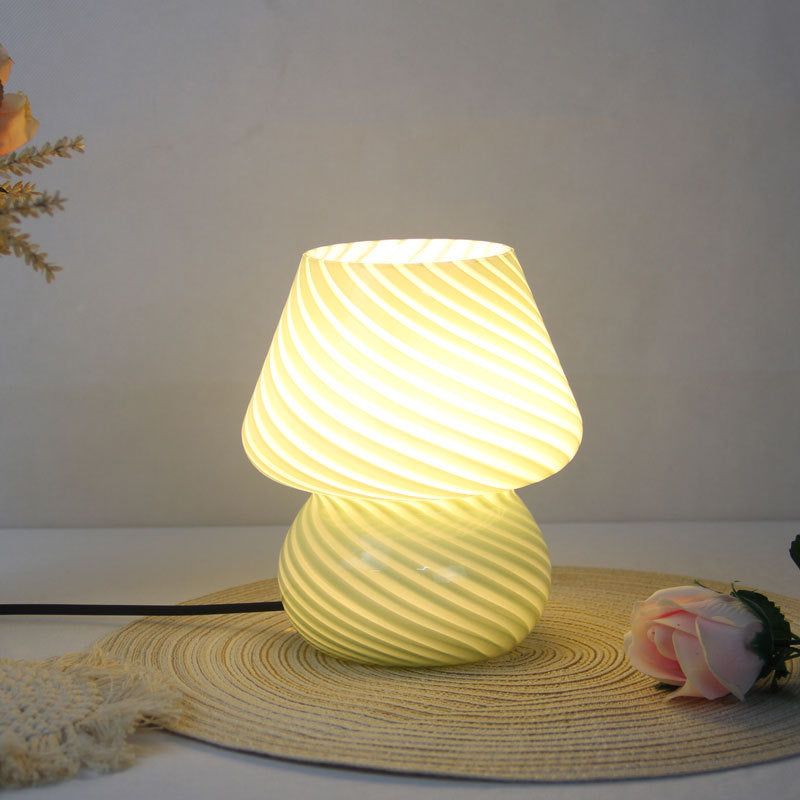 Bedside Lamp Swirl Glass Bedroom | Mushroom Shape