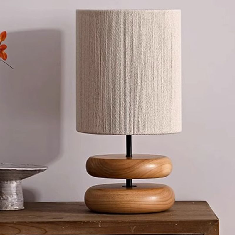 Bedside Lamp with Wooden Base & Fabric Shade | Table Light