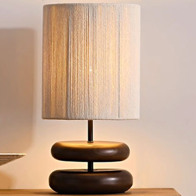 Bedside Lamp with Wooden Base & Fabric Shade | Table Light