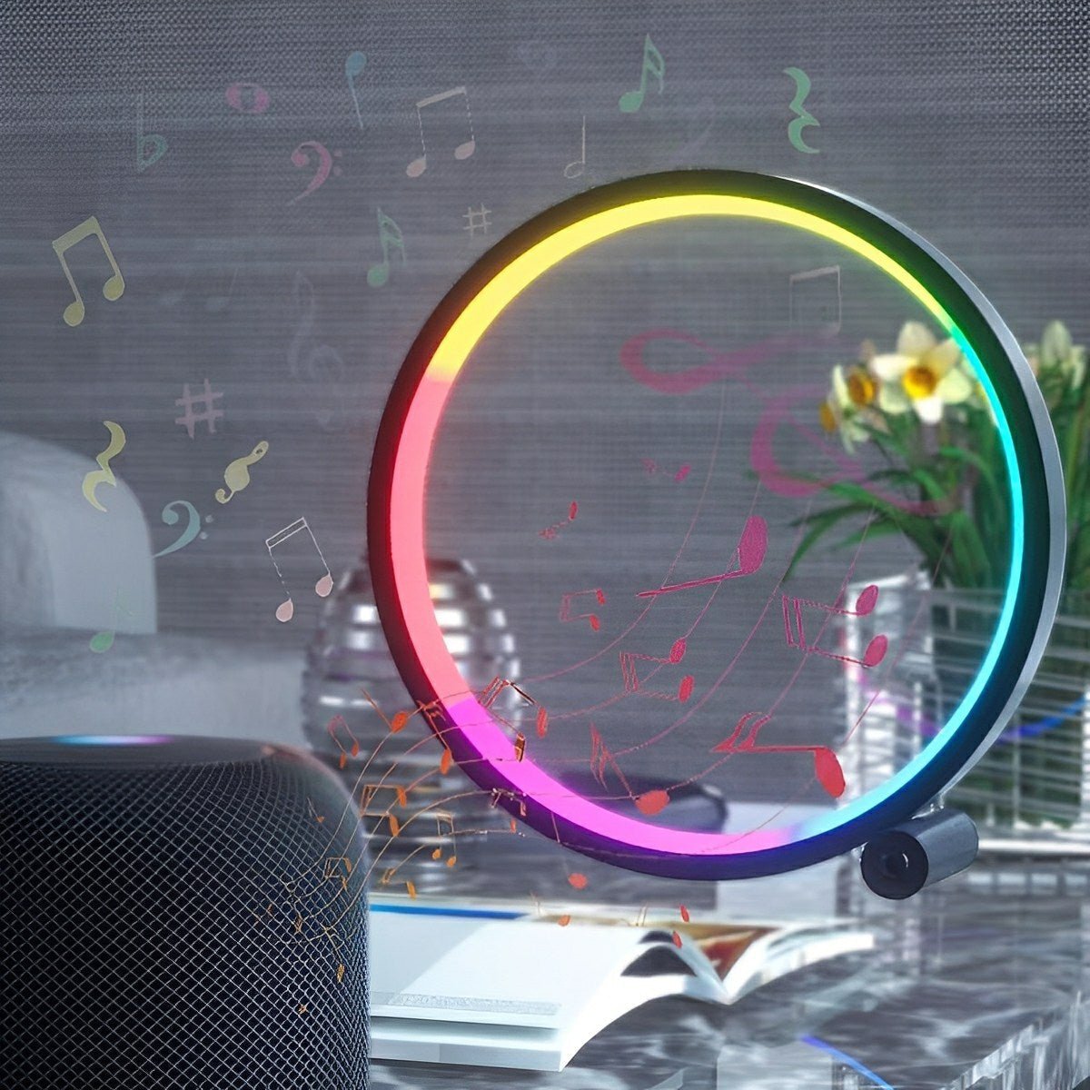 Bedside Lamps LED Bedroom | RGBIC Ring Light