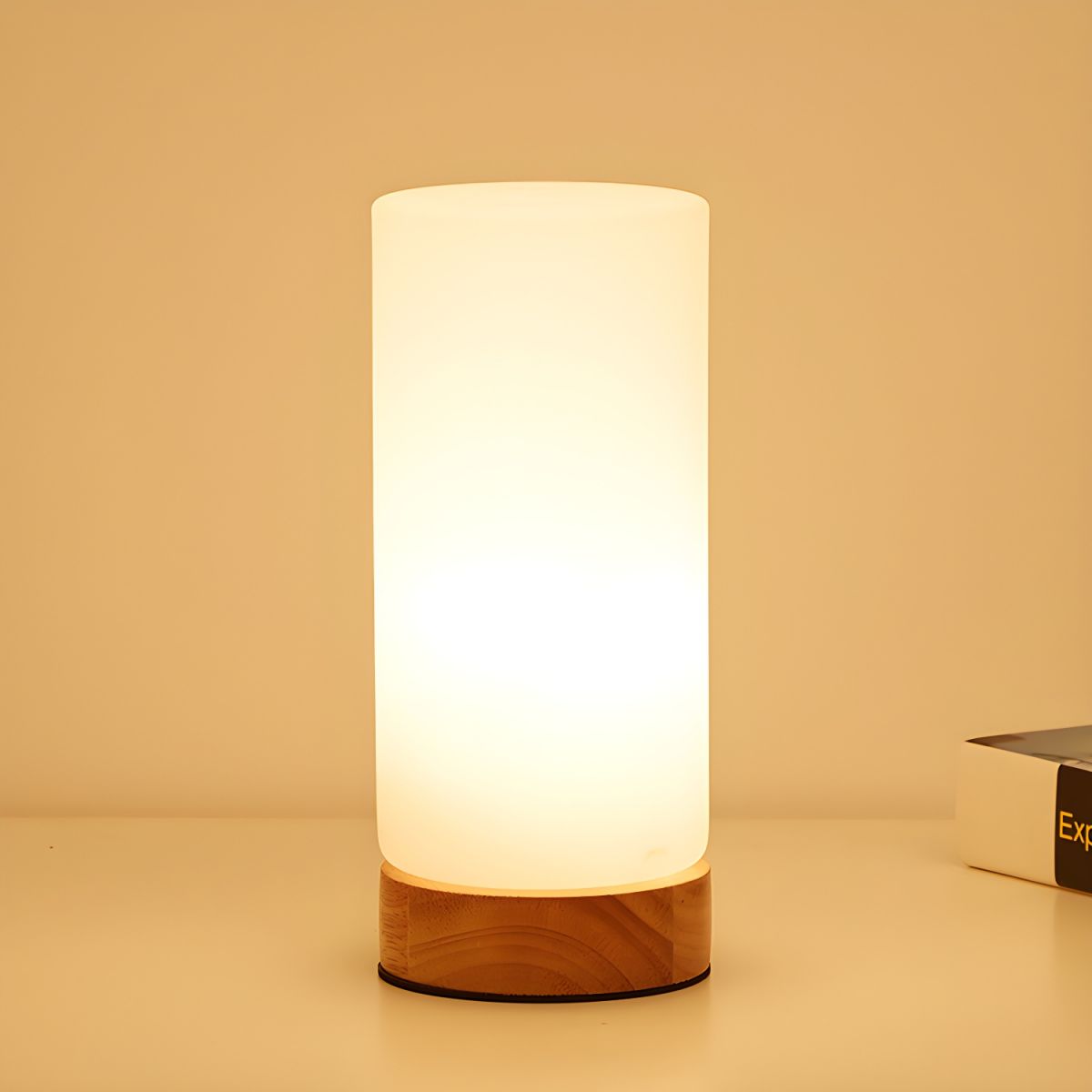 Bedside Lamps Wooden Base LED | Geometric Shape