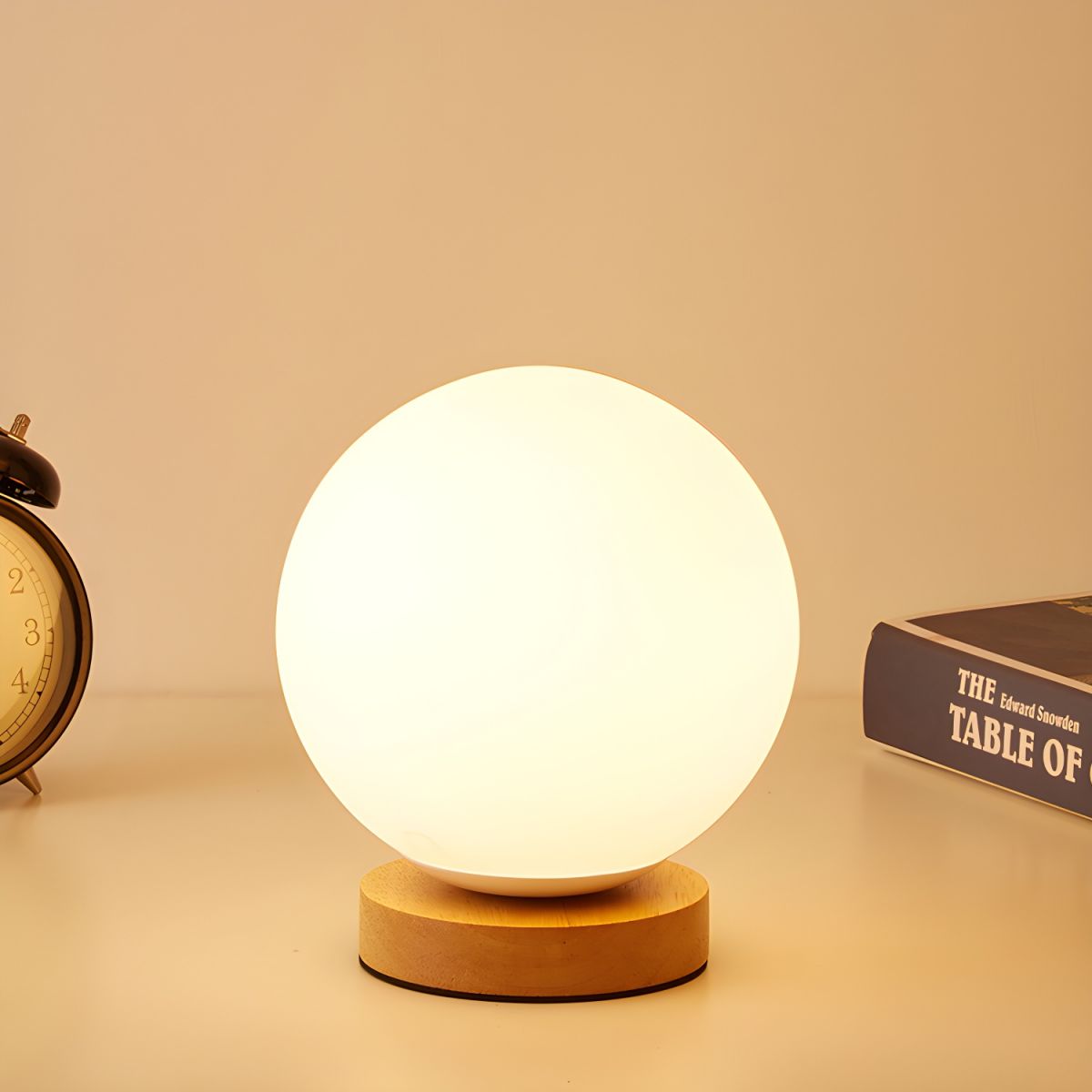 Bedside Lamps Wooden Base LED | Geometric Shape