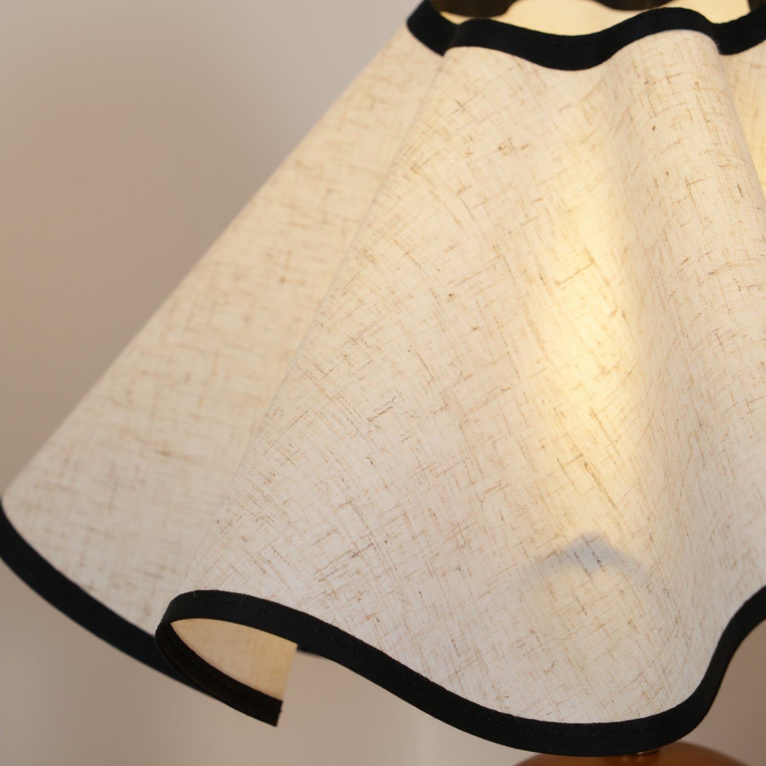 Bedside Lamps with Wavy Shade & Wooden Ball Base | Modern