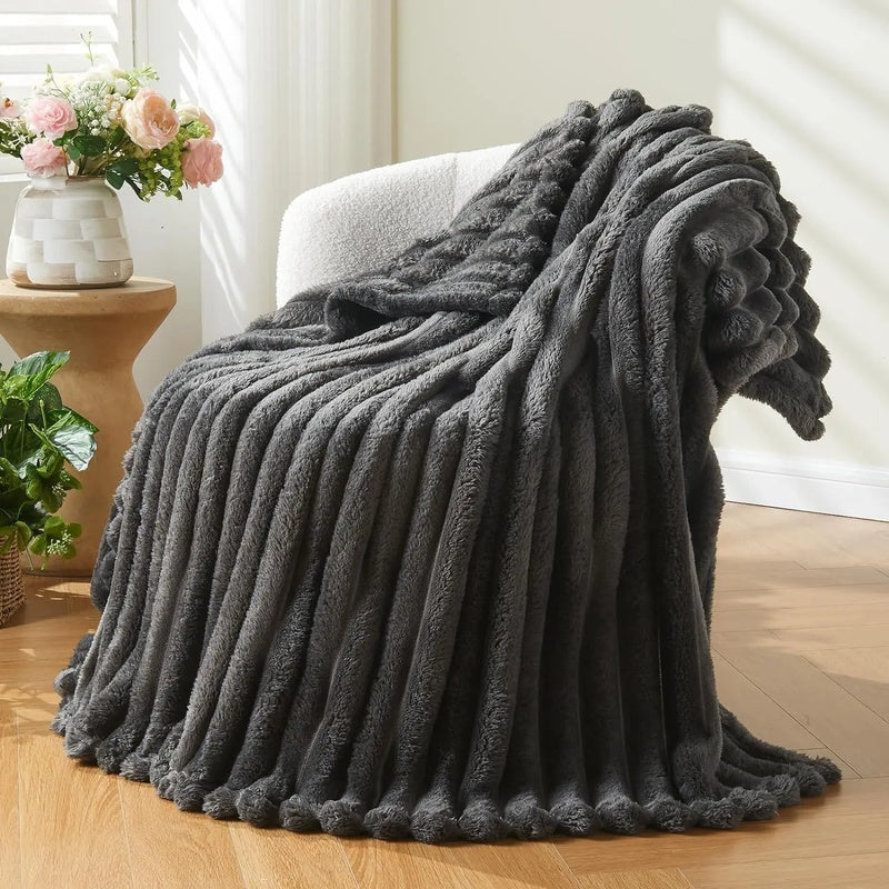 Blankets Textured Plush Throw for Sofa or Bed | Large
