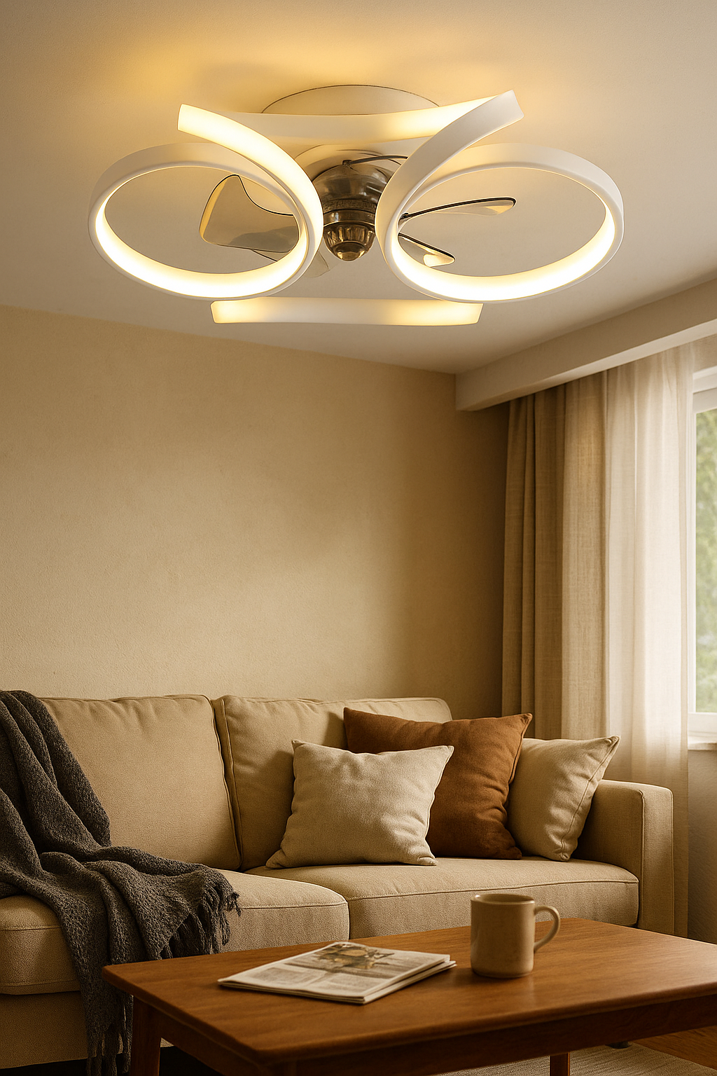 Ceiling Light LED Fan Living Room | Flush Mount