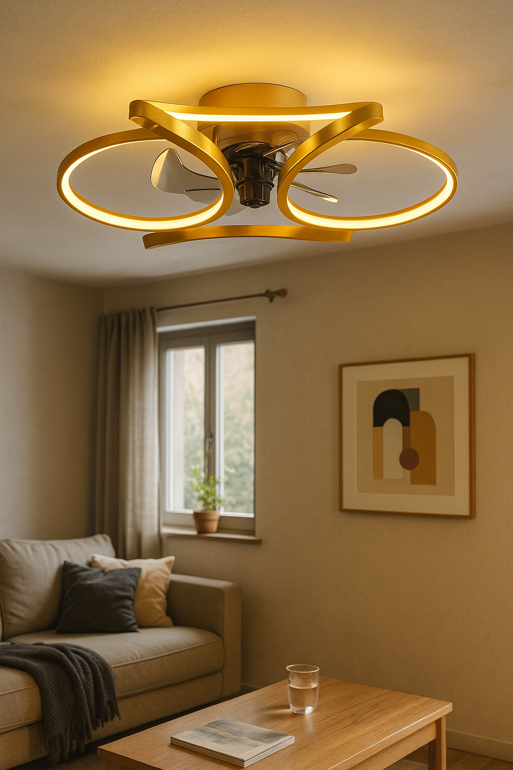 Ceiling Light LED Fan Living Room | Flush Mount