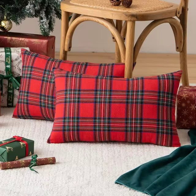 Christmas Cushion with Tartan Pattern for Sofa or Living Room | Festive Decor
