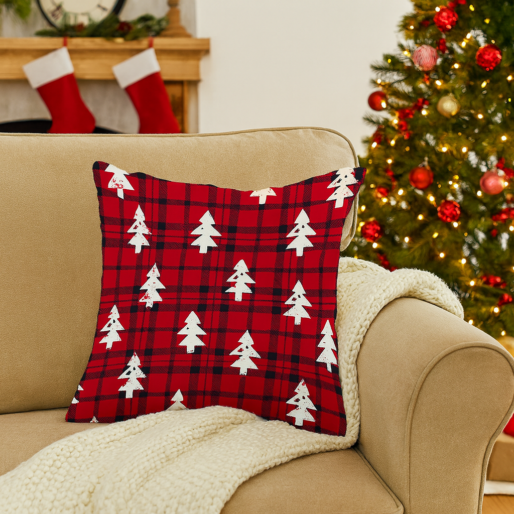 Christmas Cushion with Tree Pattern for Sofa or Living Room | Festive Decor