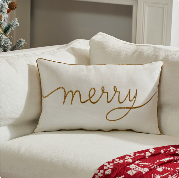 Christmas Cushions with Merry Text for Sofa or Living Room | Festive Decor