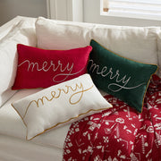 Christmas Cushions with Merry Text for Sofa or Living Room | Festive Decor