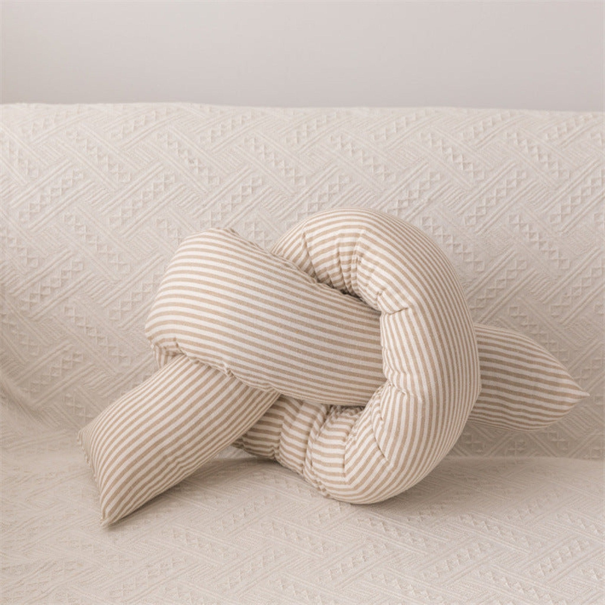 Cuddle Cushion Star Moon Couch | Striped Beige