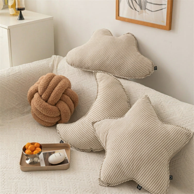 Cuddle Cushion Star Moon Couch | Striped Beige
