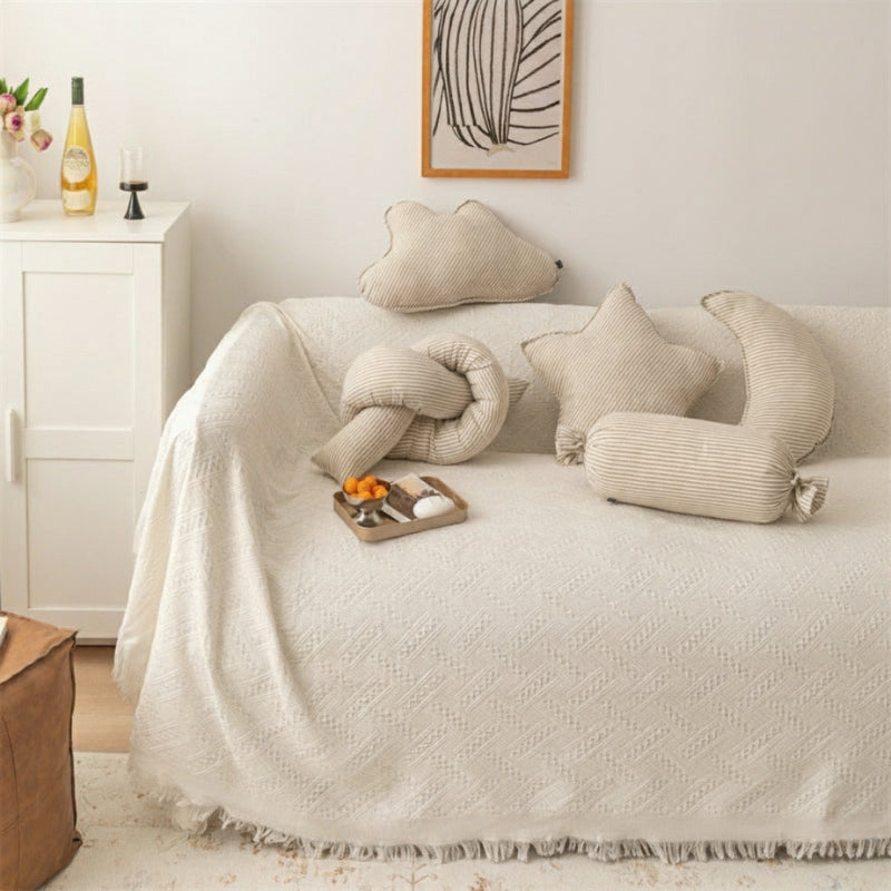 Cuddle Cushion Star Moon Couch | Striped Beige