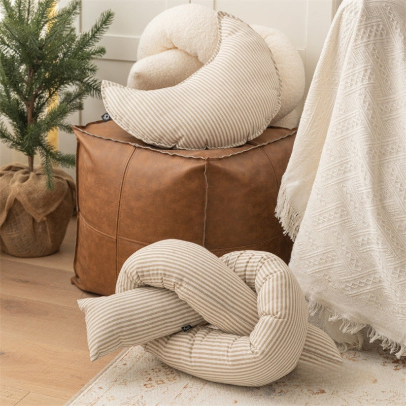 Cuddle Cushion Star Moon Couch | Striped Beige