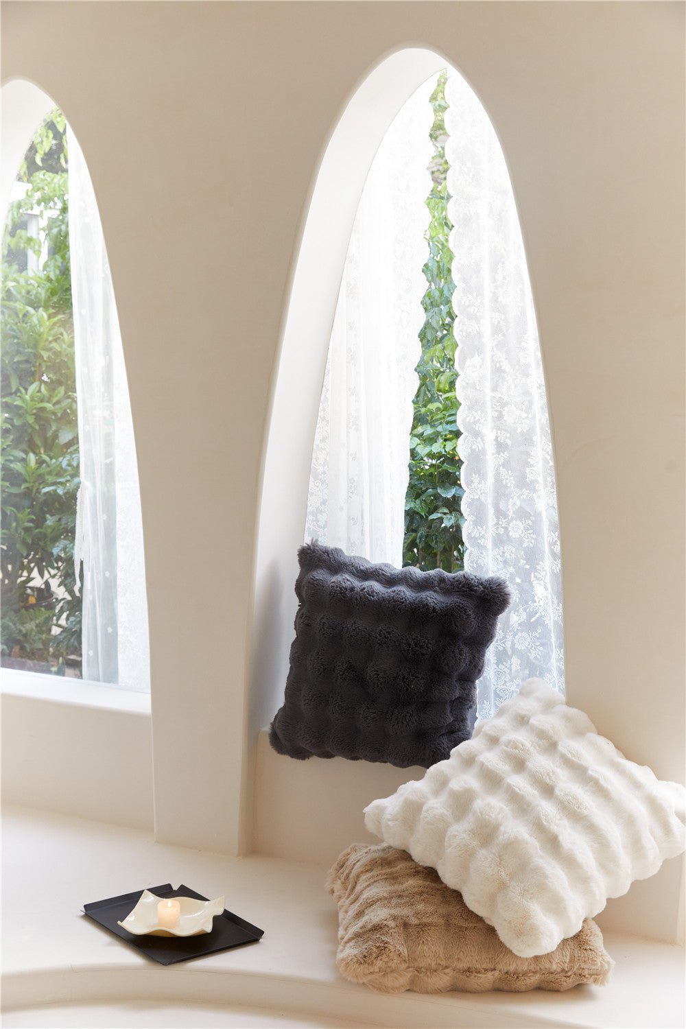 Cuddle Cushions Square Textured Couch | Neutral