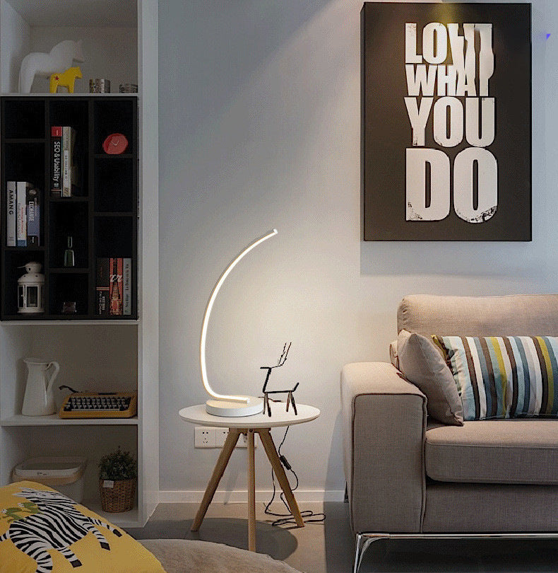 Curved LED Table Lamp Modern | Bedside & Reading Light