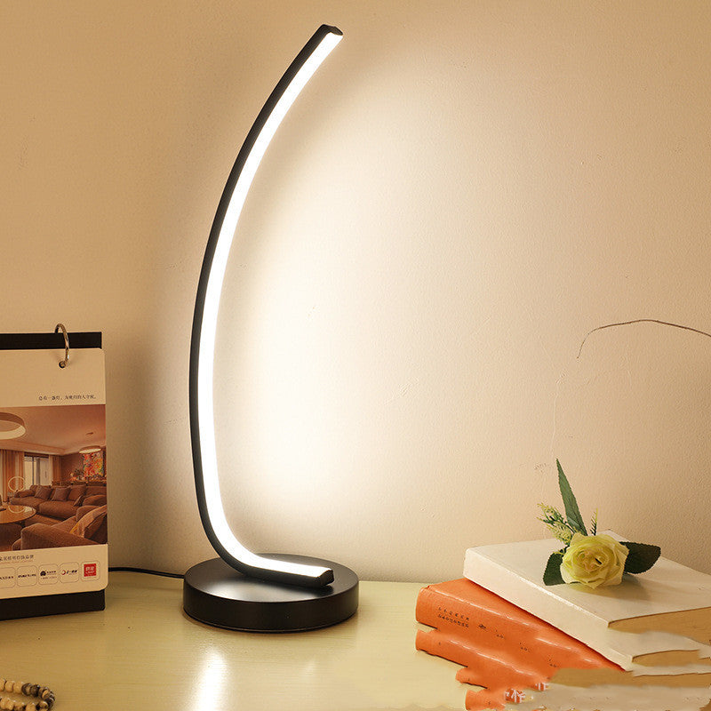 Curved LED Table Lamp Modern | Bedside & Reading Light