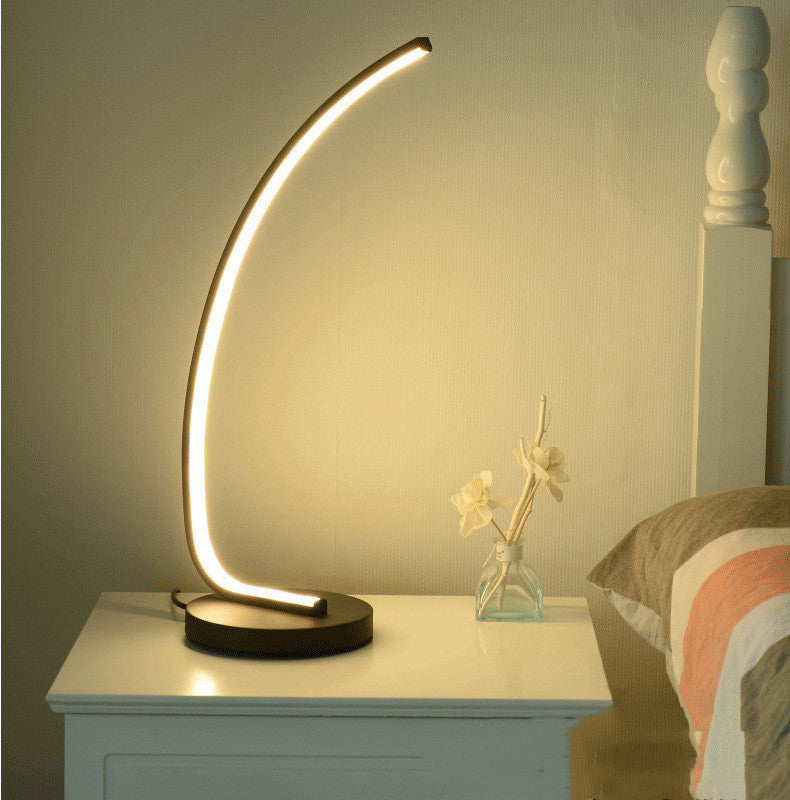Curved LED Table Lamp Modern | Bedside & Reading Light