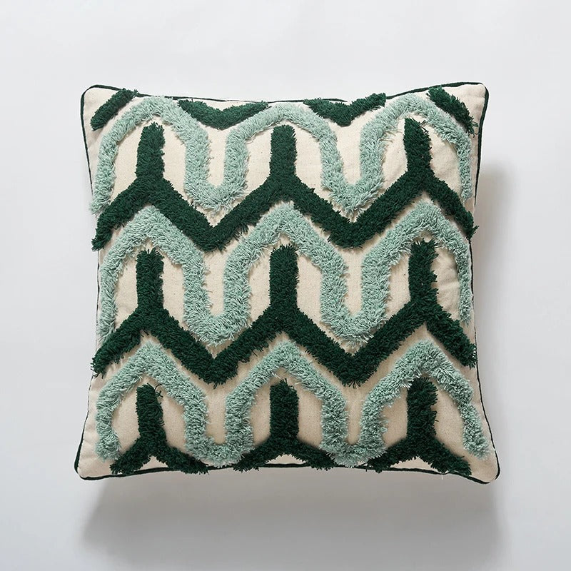 Cushions Cover for Sofa | Textured Green Pattern Design