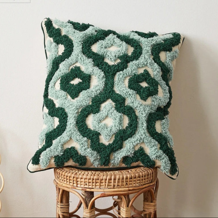 Cushions Cover for Sofa | Textured Green Pattern Design
