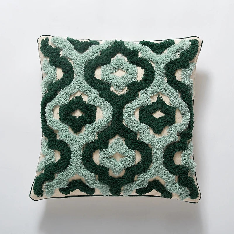 Cushions Cover for Sofa | Textured Green Pattern Design