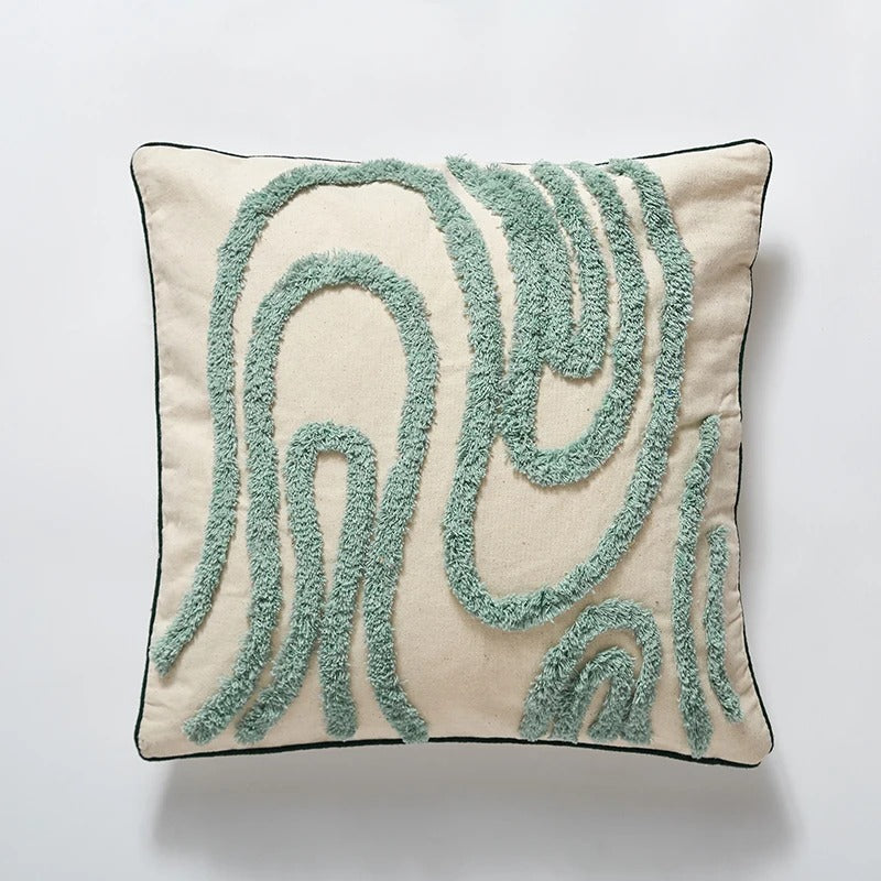 Cushions Cover for Sofa | Textured Green Pattern Design