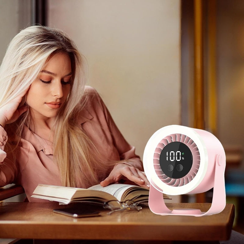 Desk Fan Rechargeable Bedroom | LED Display
