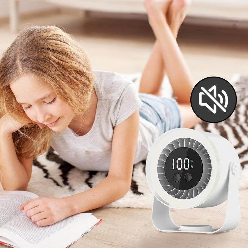 Desk Fan Rechargeable Bedroom | LED Display