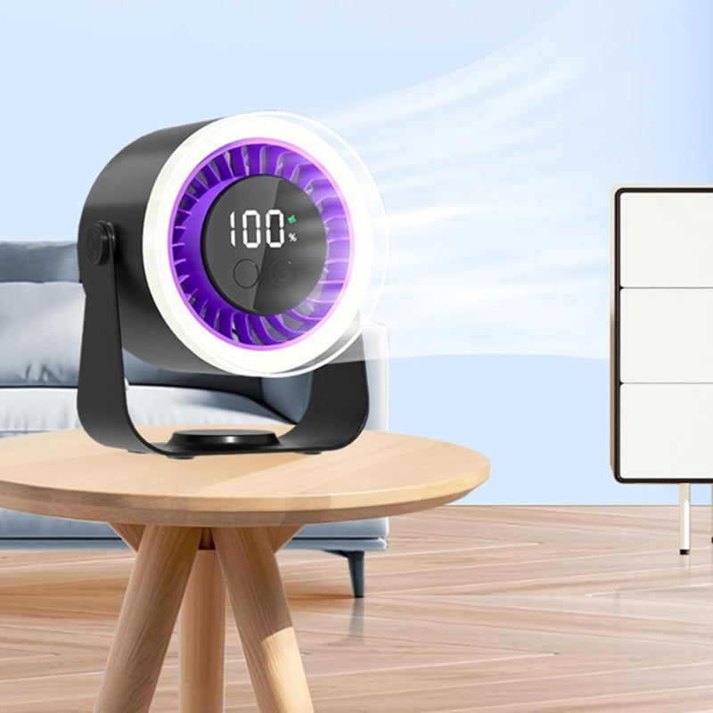 Desk Fan Rechargeable Bedroom | LED Display