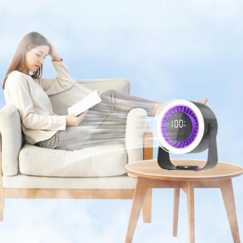 Desk Fan Rechargeable Bedroom | LED Display