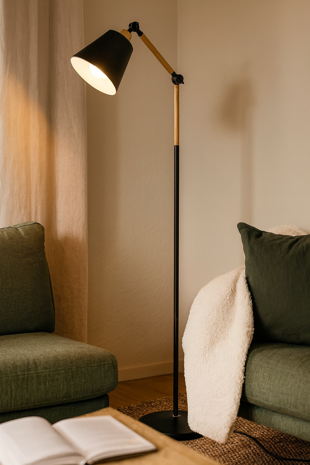 Floor Lamps Adjustable Wood Living Room | Task